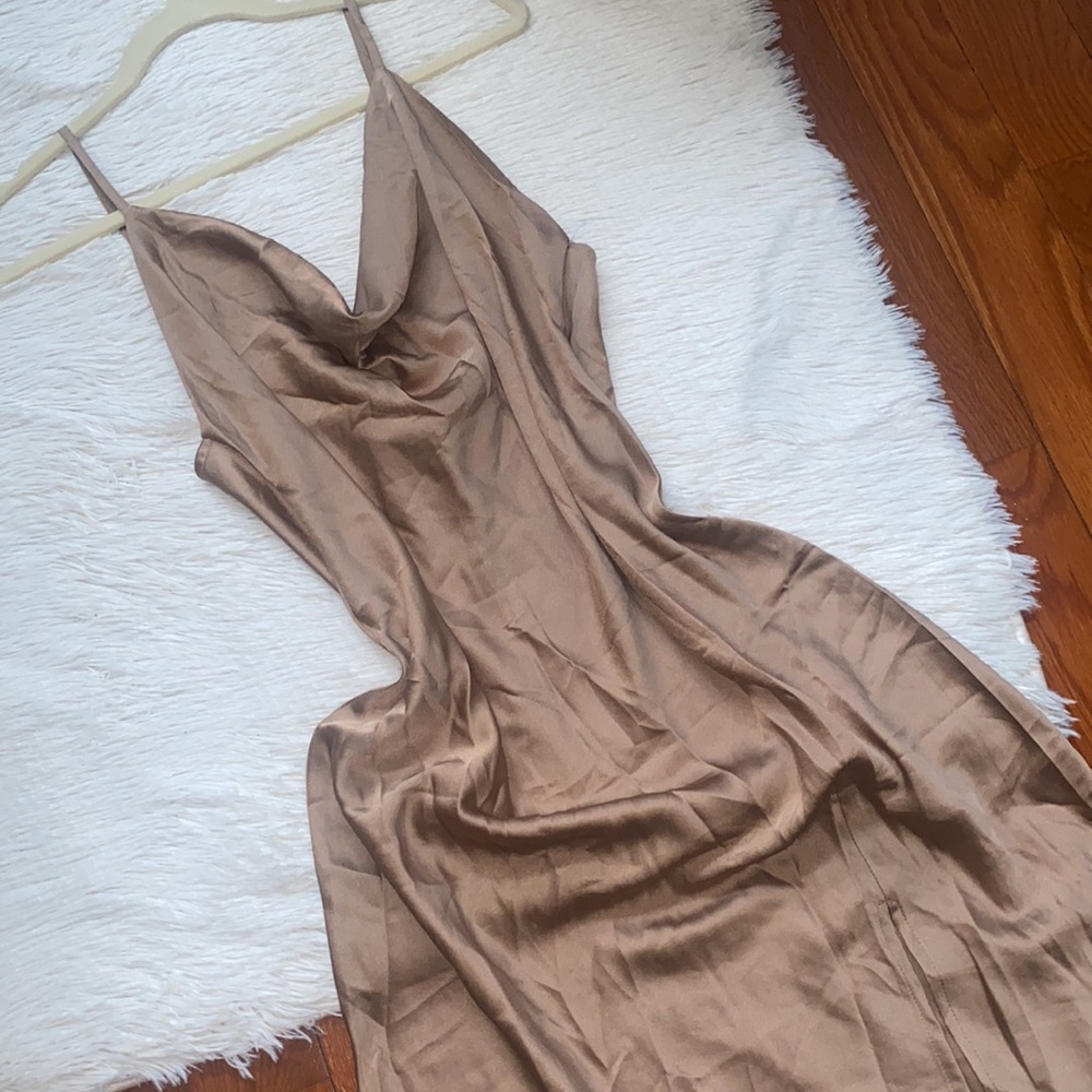 Silk Champagne Dress Adjustable Spaghettini Straps 🥂